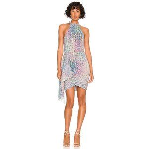 Saylor Loni Sequin Halter Fruity Pebbles Mini Dress SZ L NWT